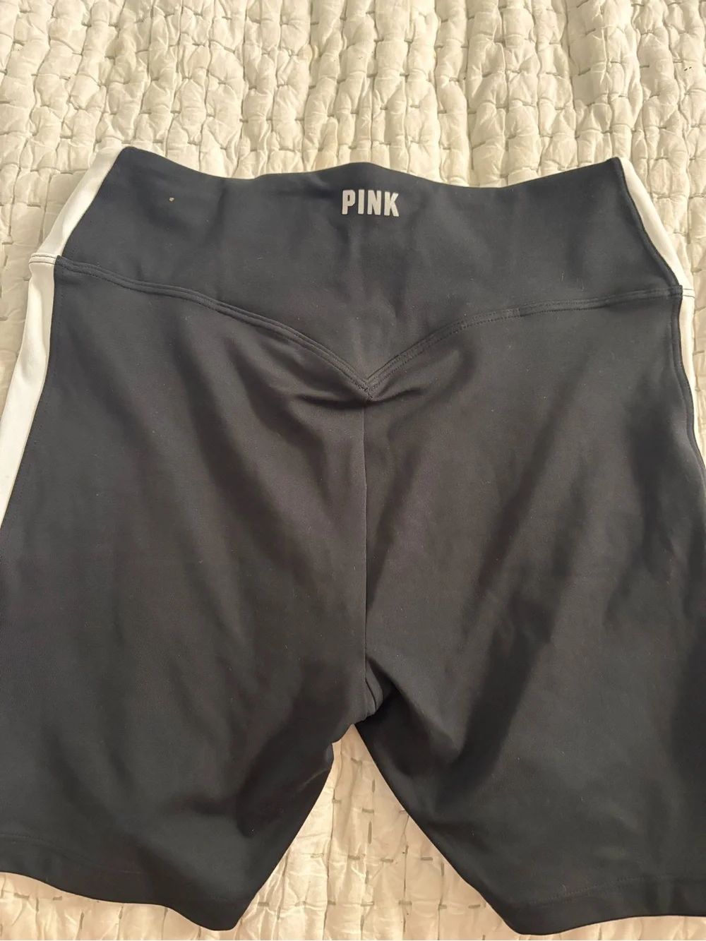 PINK Victoria's Secret Black Bike Shorts with White Side Panels